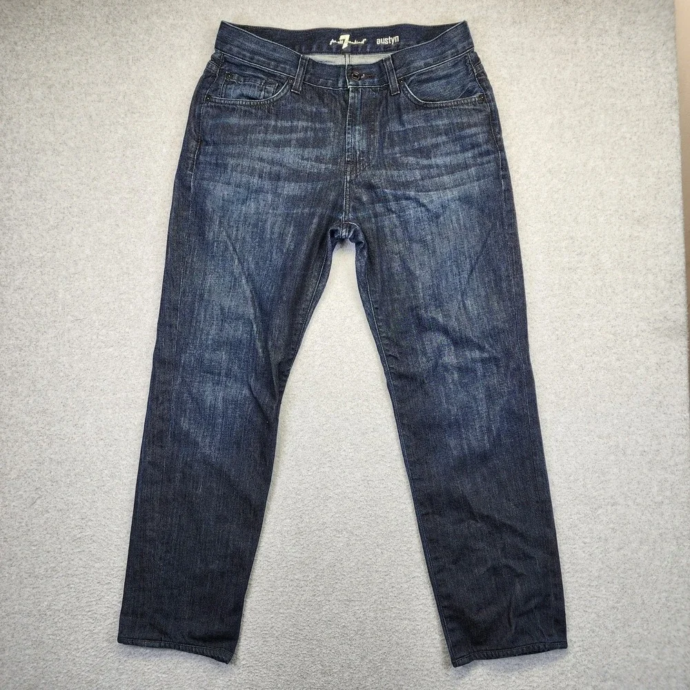 7 For All Mankind Austyn Jeans Mens 32x29 Straight Denim Blue Dark wash